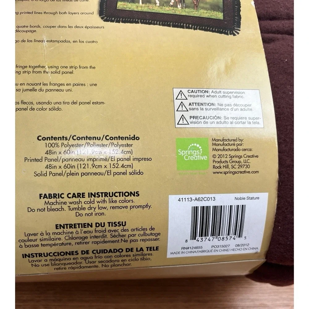 Wild Wings No Sew Fleece Throw Blanket DIY Kit HORSES 48